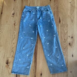 Women’s Denim Jeans, with White Hearts